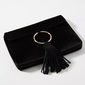 Anthropologie Street Level Belinda black velvet clutch